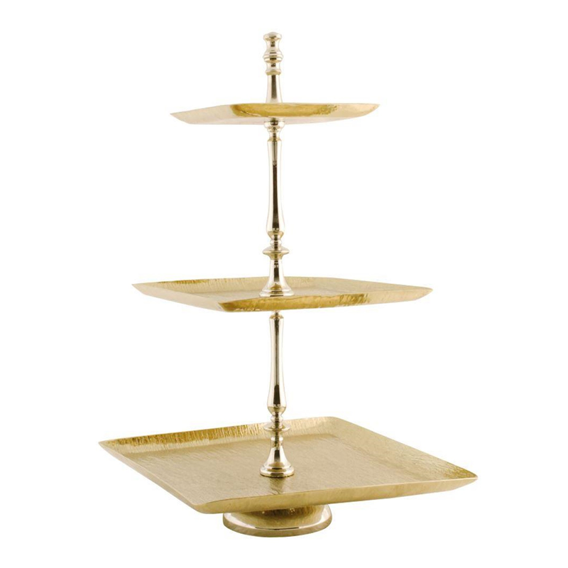 Vague Square 3 Tier Aluminum Serving Stand 40 cm - Al Makaan Store