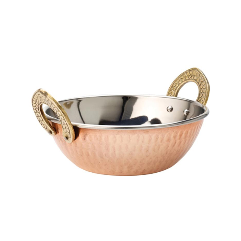 Vague Copper Kadai with Brass Handle - Al Makaan Store