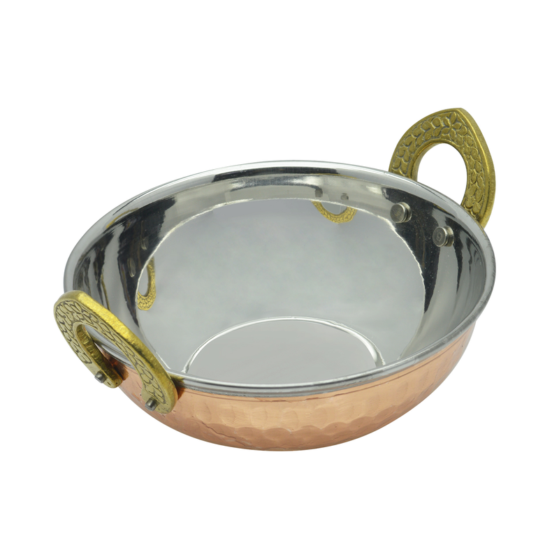 Vague Copper Kadai with Brass Handle - Al Makaan Store