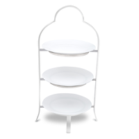 Vague Stainless Steel Stand with 3 Porcelain Plates - Al Makaan Store