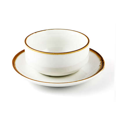 Porceletta Mocha Porcelain Soup Cup & Saucer 220 ml - Al Makaan Store