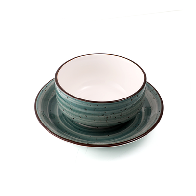 Porceletta Color Glaze Porcelain Soup Cup & Saucer 220 ml - Al Makaan Store