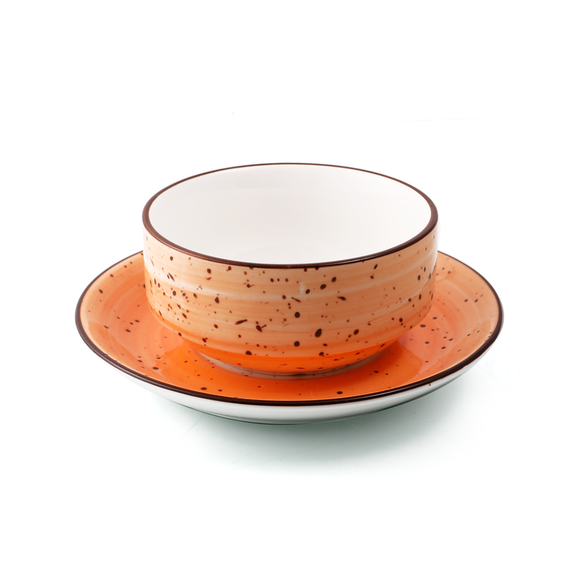 Porceletta Color Glaze Porcelain Soup Cup & Saucer 220 ml - Al Makaan Store