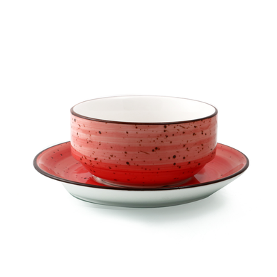 Porceletta Color Glaze Porcelain Soup Cup & Saucer 220 ml - Al Makaan Store