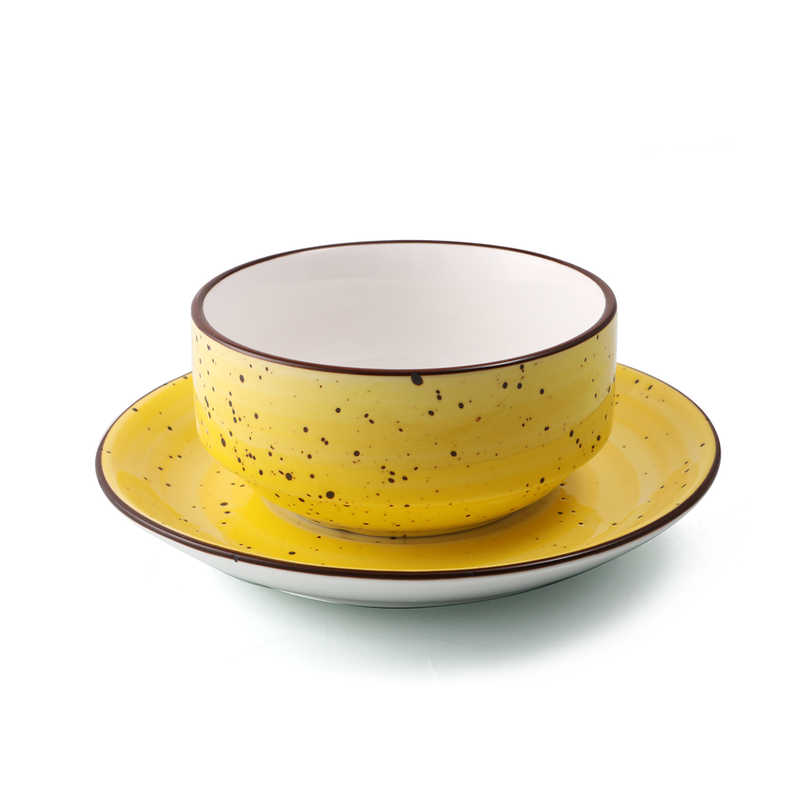 Porceletta Color Glaze Porcelain Soup Cup & Saucer 220 ml - Al Makaan Store