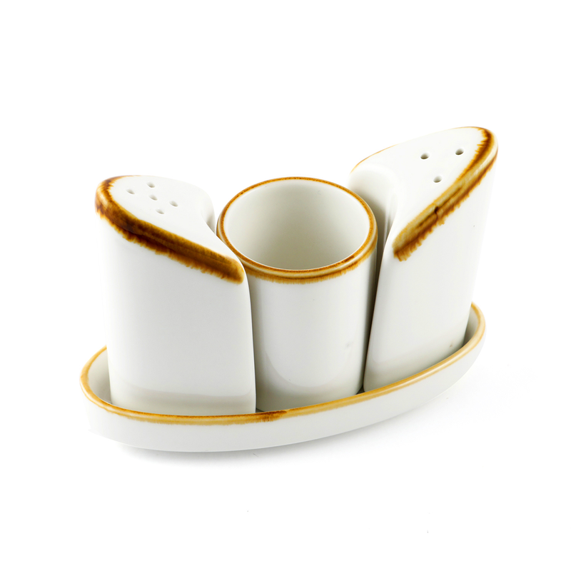 Porceletta Mocha Porcelain 4 Pcs Condiment Set - Al Makaan Store