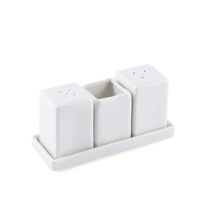 Porceletta Ivory Porcelain Square Salt & Pepper Shakers - Al Makaan Store