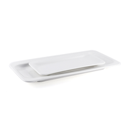 Porceletta Ivory Porcelain Rectangular Two Edge Rim Plate - Al Makaan Store