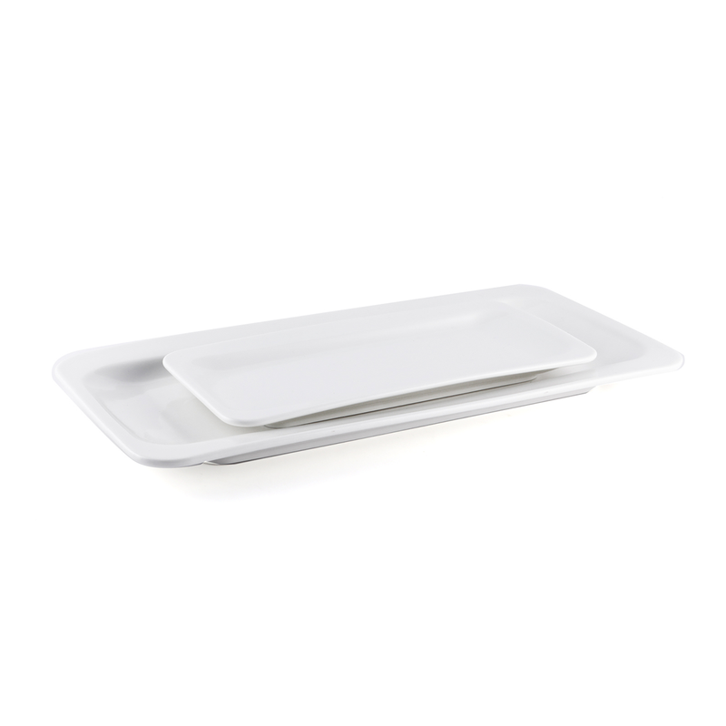 Porceletta Ivory Porcelain Rectangular Two Edge Rim Plate - Al Makaan Store