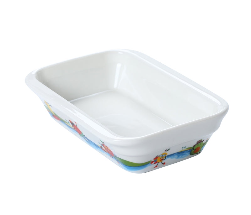 Porceletta Ivory Porcelain Kids Rectangular Deep Dish 14 cm Tropical Design - Al Makaan Store