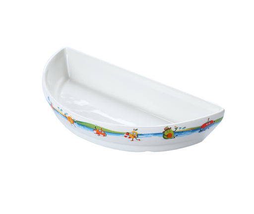 Porceletta Ivory Porcelain Kids Half Moon Dish 20 cm Tropical Design - Al Makaan Store
