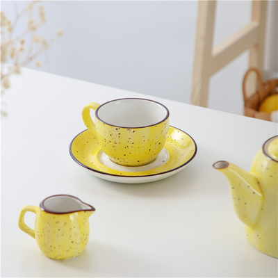 Porceletta Color Glaze Porcelain Coffee Cup & Saucer - Al Makaan Store