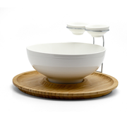 Porceletta Chip & Dip Porcelain  Stand with Bamboo - Al Makaan Store
