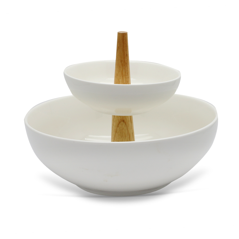 Porceletta 2 Tier Porcelain Bowl Serving Set - Al Makaan Store