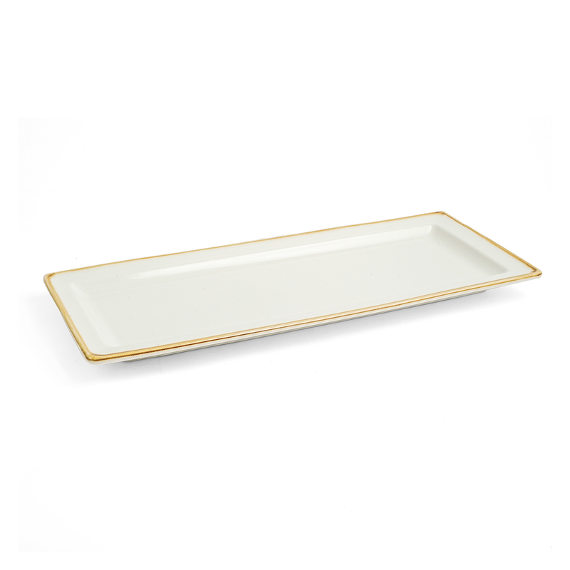 Porceletta Ivory Mocha Rectangular Plate 29x12 cm - Al Makaan Store