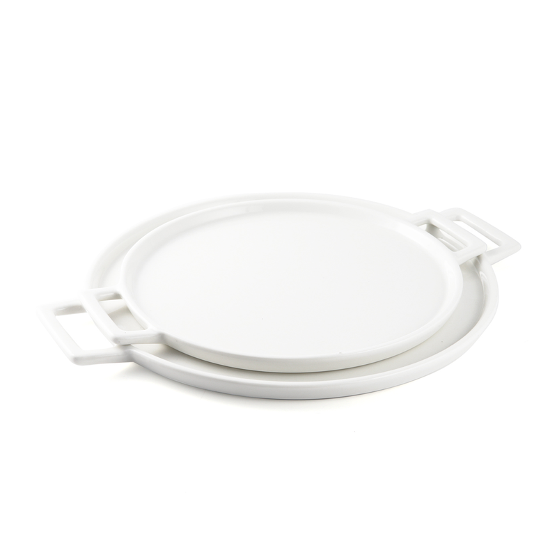 Porceletta Ivory Porcelain Pizza Plate with Handle - Al Makaan Store