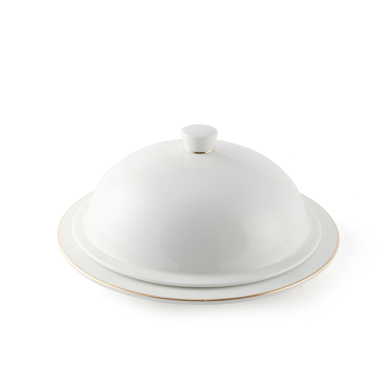 Porceletta Ivory Porcelain Flat Plate with Cover - Al Makaan Store