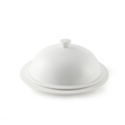 Porceletta Ivory Porcelain Flat Plate with Cover - Al Makaan Store