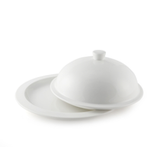 Porceletta Ivory Porcelain Flat Plate with Cover - Al Makaan Store