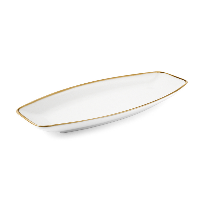 Porceletta Ivory Mocha 12 Inch Boat Shape Plate - Al Makaan Store