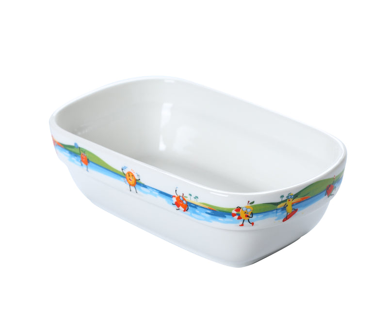 Porceletta Ivory Porcelain Kids Rectangular Deep Dish 15.5 cm x 9.3 cm Tropical Design - Al Makaan Store