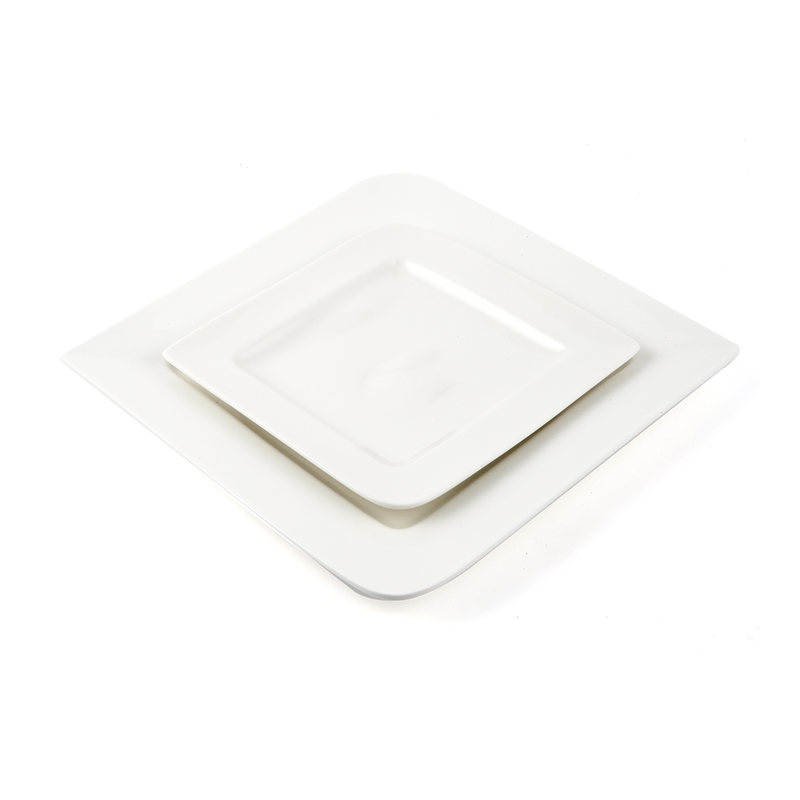 Porceletta Ivory Porcelain Square Plate with Round Egdes - Al Makaan Store