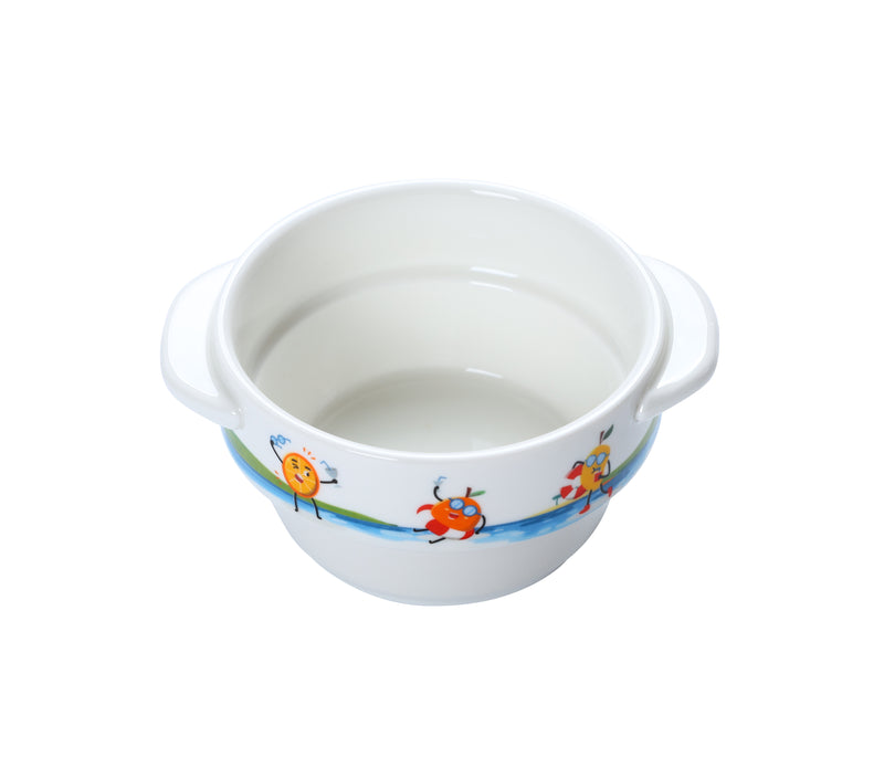Porceletta Ivory Porcelain Stackable Kids Soup Cup with Handle 4" Tropical Design - Al Makaan Store