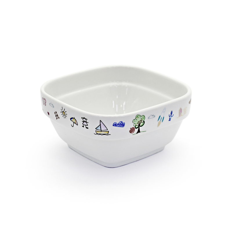 Porceletta Ivory Porcelain Stackable Kids Square Bowl 4" - Al Makaan Store