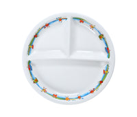 Porceletta Ivory Porcelain Kids 3 Compartments Divider Plate 9" Tropical Design - Al Makaan Store