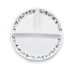 Porceletta Ivory Porcelain Kids 3 Compartments Divider Plate 9" - Al Makaan Store