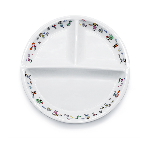 Porceletta Ivory Porcelain Kids 3 Compartments Divider Plate 9" - Al Makaan Store