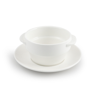 Porceletta Ivory Porcelain Stackable Soup Cup with Handle & Saucer - Al Makaan Store
