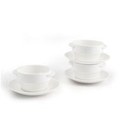 Porceletta Ivory Porcelain Stackable Soup Cup with Handle & Saucer - Al Makaan Store