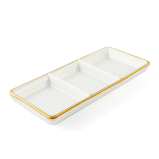 Porceletta Mocha Porcelain Rectangular Compartment Dish - Al Makaan Store