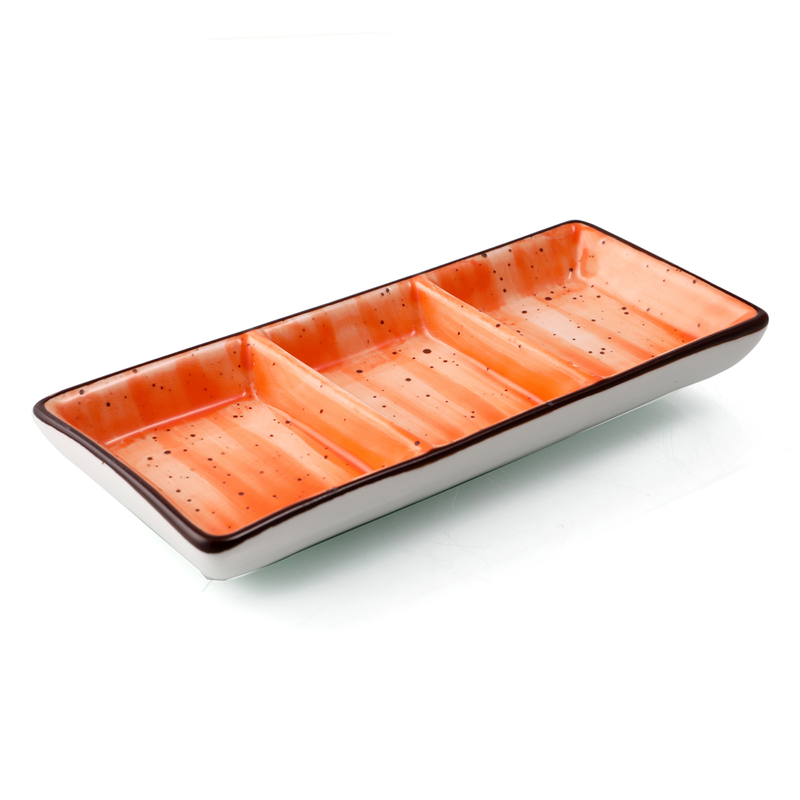 Porceletta Color Glaze Porcelain Rectangular Compartment Dish - Al Makaan Store