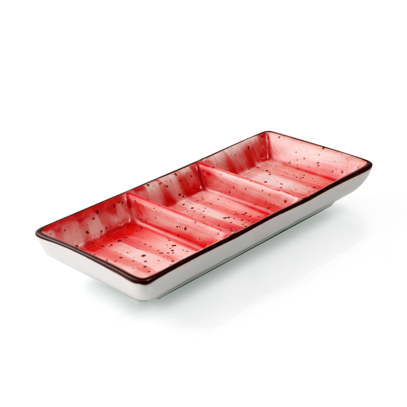 Porceletta Color Glaze Porcelain Rectangular Compartment Dish - Al Makaan Store