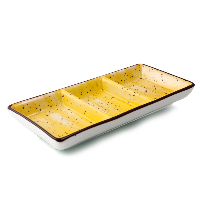 Porceletta Color Glaze Porcelain Rectangular Compartment Dish - Al Makaan Store