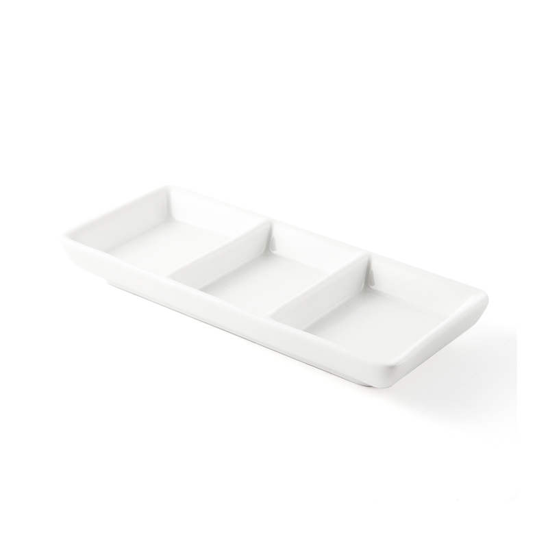 Porceletta Ivory Porcelain Rectangular Compartment Dish 7" - Al Makaan Store