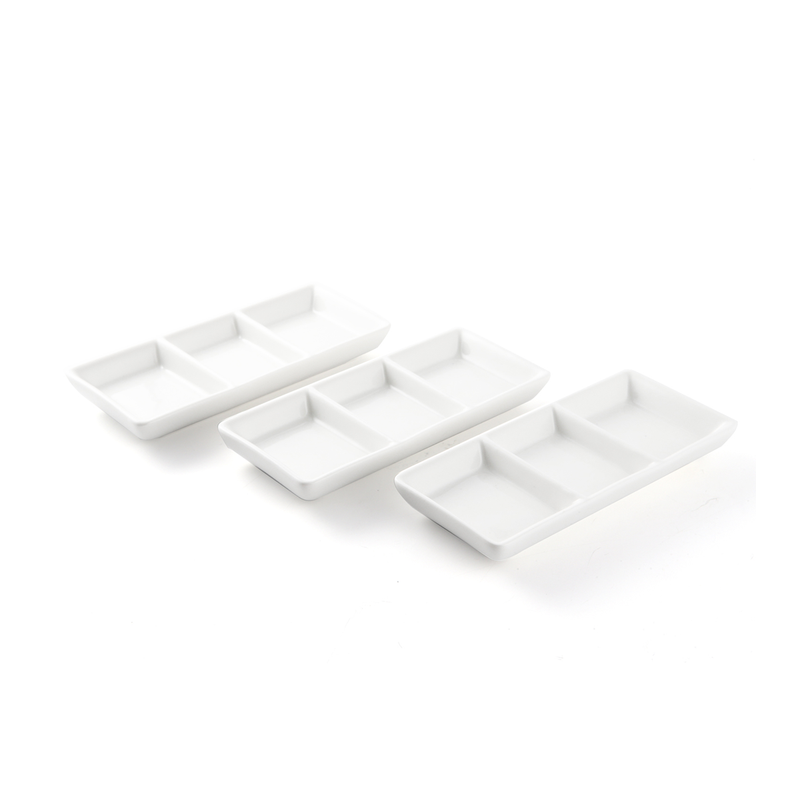 Porceletta Ivory Porcelain Rectangular Compartment Dish 7" - Al Makaan Store