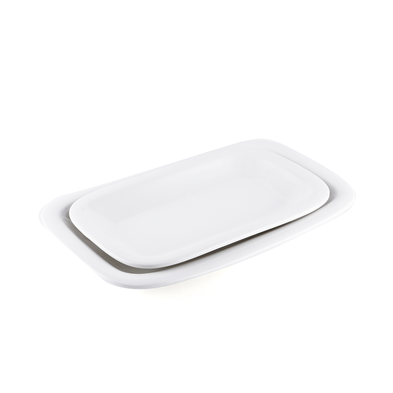 Porceletta Ivory Porcelain Rectangular Plate - Al Makaan Store