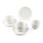 Porceletta Ivory Porcelain Coffee Cup & Saucer Castillo Design - Al Makaan Store