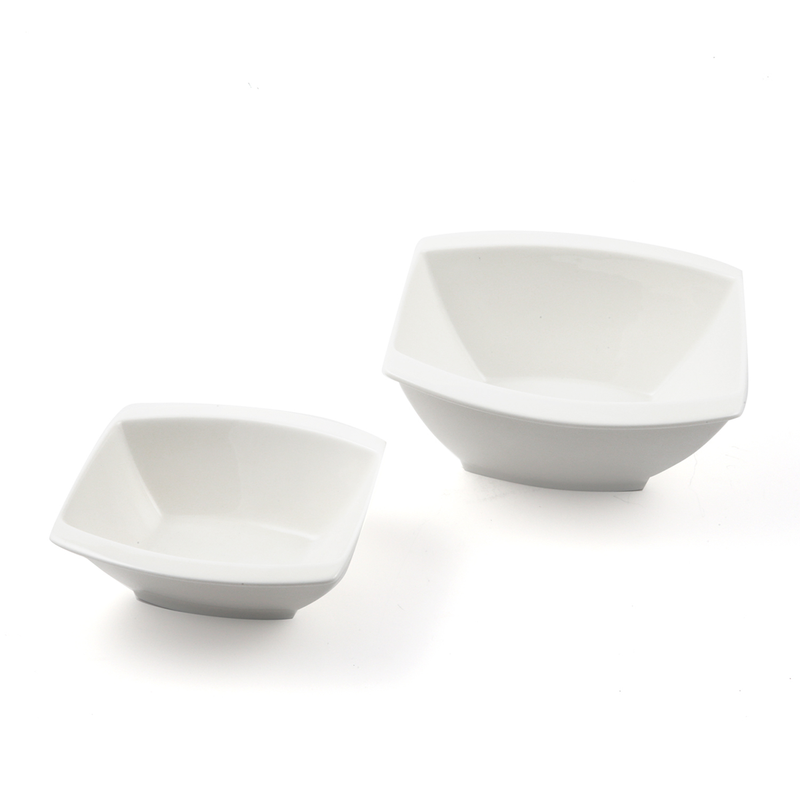 Porceletta Ivory Porcelain Square Soup Bowl Meena Design - Al Makaan Store