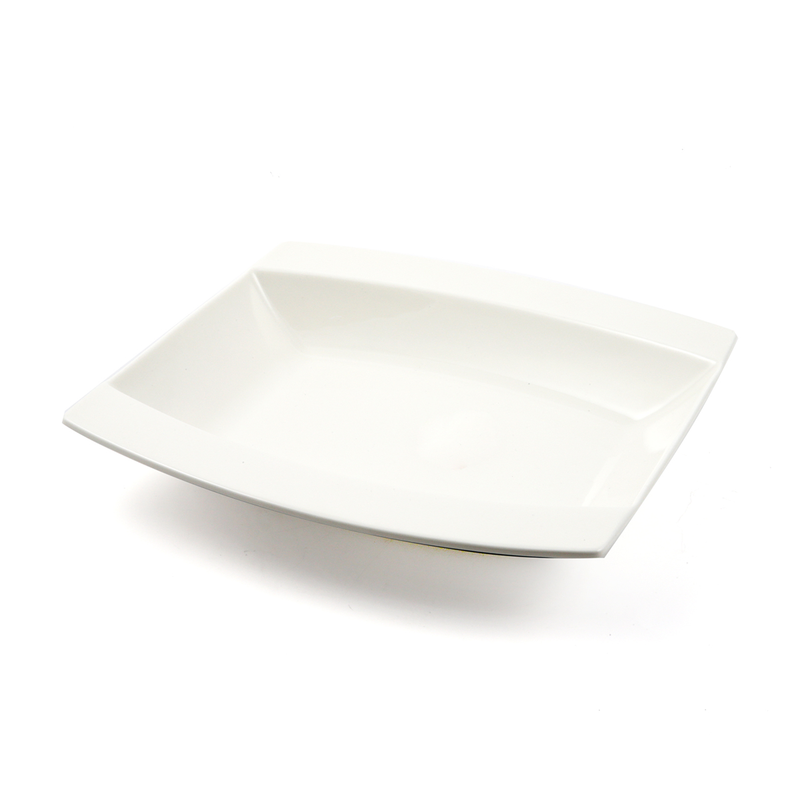 Porceletta Ivory Porcelain Square Soup Plate 9" Meena Design - Al Makaan Store