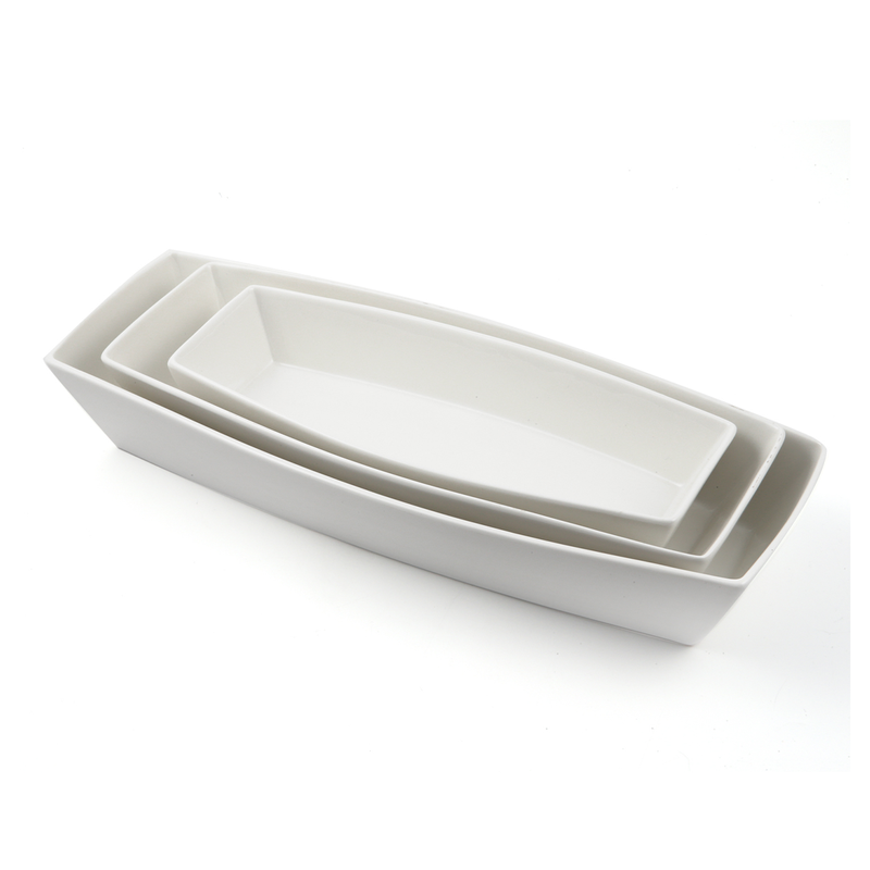 Porceletta Ivory Porcelain Rectangular Deep Bowl Meena Design - Al Makaan Store