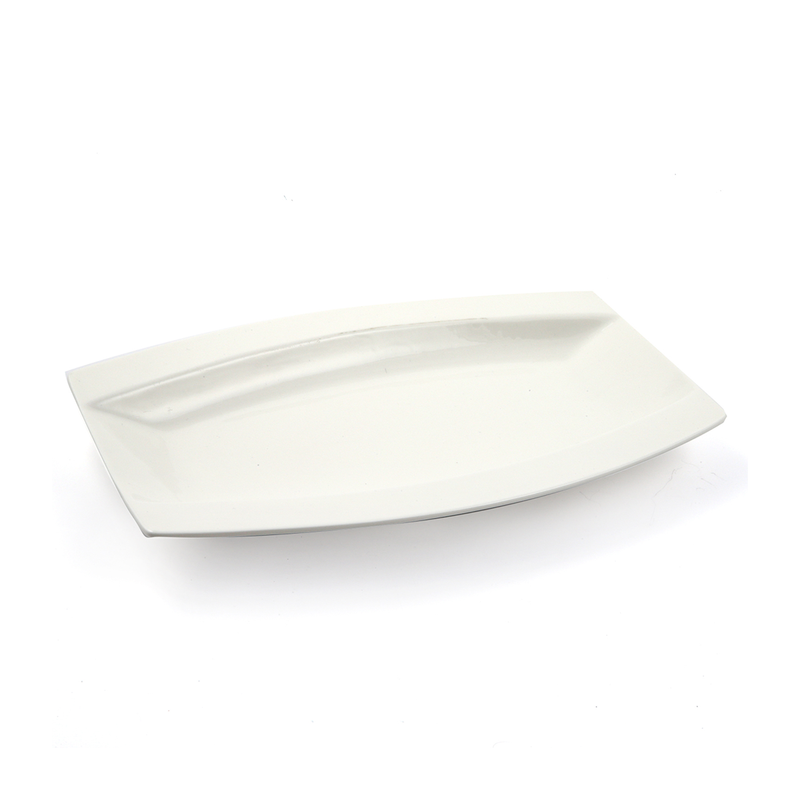 Porceletta Ivory Porcelain Rectangular Soup Plate Meena Design - Al Makaan Store
