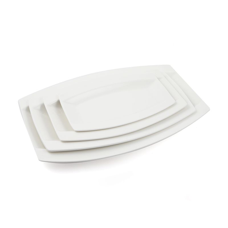 Porceletta Ivory Porcelain Rectangular Soup Plate Meena Design - Al Makaan Store