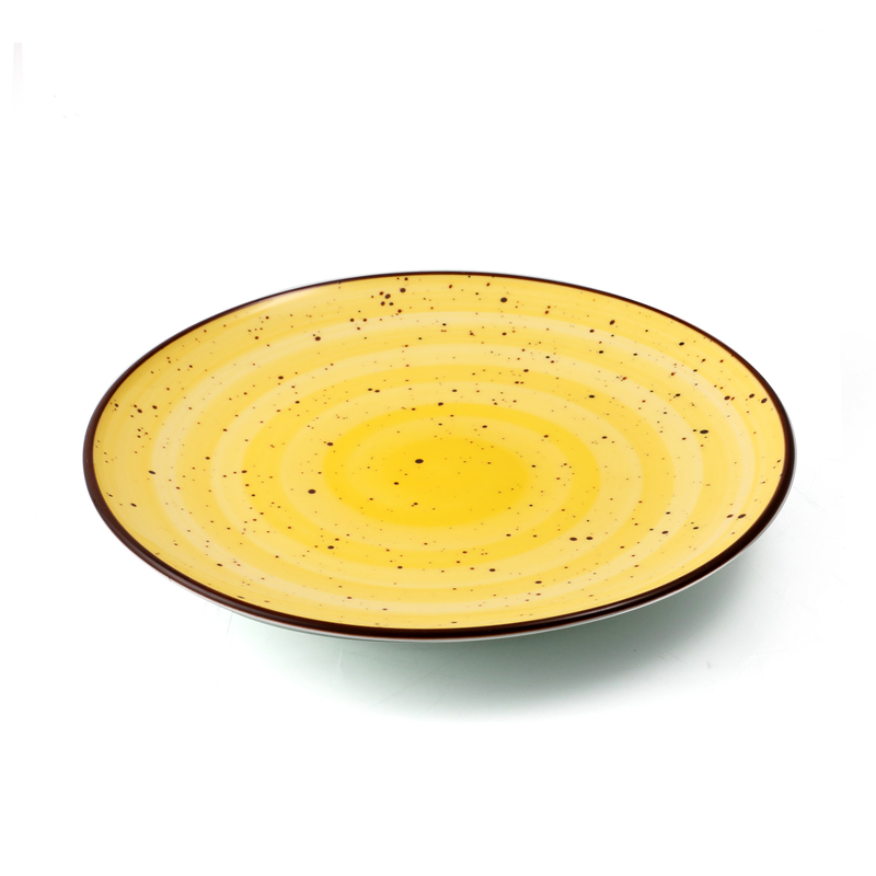 Porceletta Color Glaze Porcelain Rimmed Thin Flat Plate - Al Makaan Store