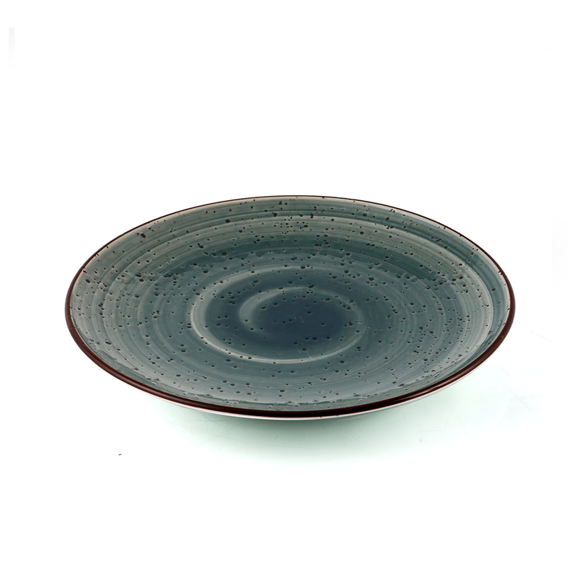Porceletta Color Glaze Porcelain Rimmed Thin Flat Plate - Al Makaan Store