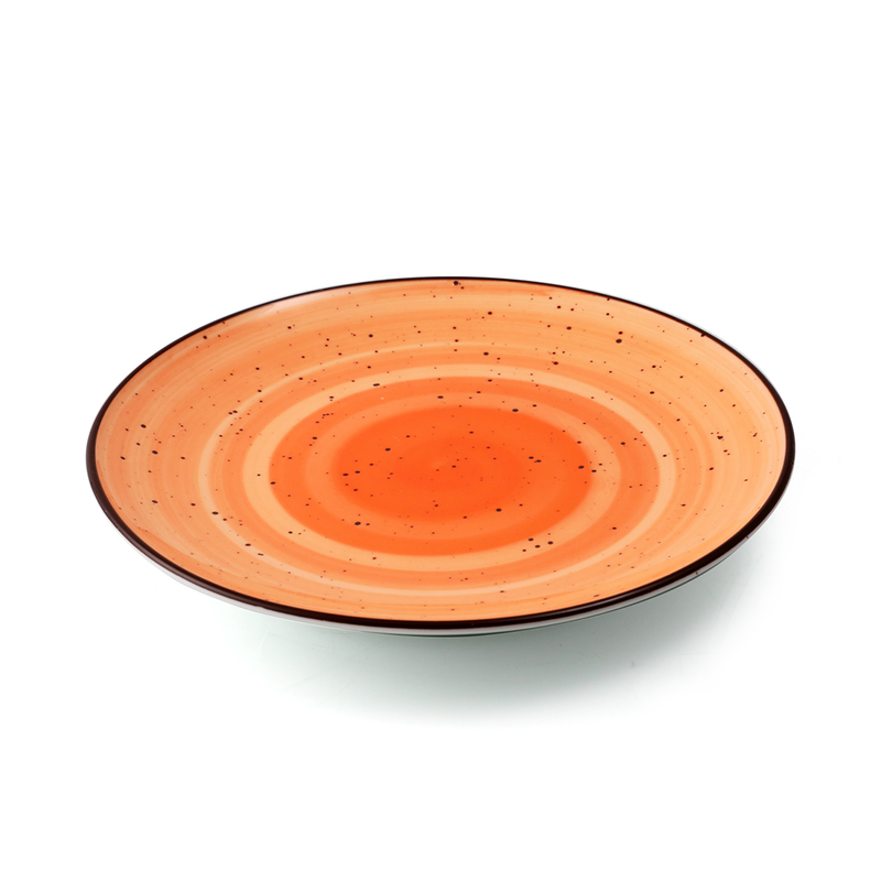 Porceletta Color Glaze Porcelain Rimmed Thin Flat Plate - Al Makaan Store
