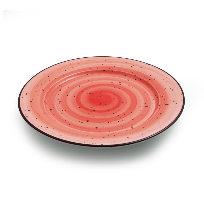 Porceletta Color Glaze Porcelain Rimmed Thin Flat Plate - Al Makaan Store
